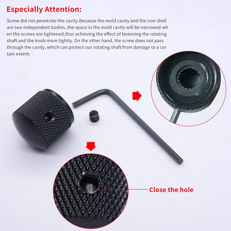 Taiss/3pcs Black Metal Dome Knobs Electric Guitar Volume Tone Control Knobs, Metal Volume Tone Knob,Suitable for 6mm Shaft ï¼Œwith Inner Hexagon Spanner Knob-10BK - Image 3